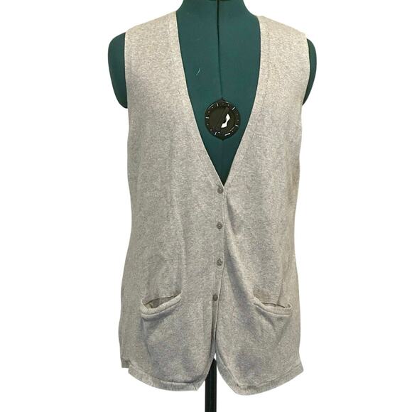 Norma Kamalie Gray Button Up Sweater Vest | Grandpa Vibes | women’s Size Medium - Picture 3 of 7